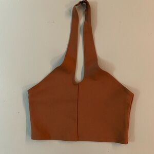 Brown cross cross crop top